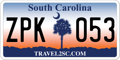 SC license plate ZPK053