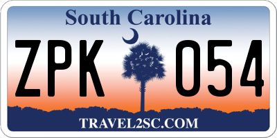 SC license plate ZPK054