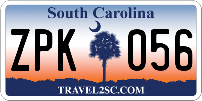 SC license plate ZPK056