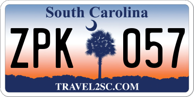 SC license plate ZPK057