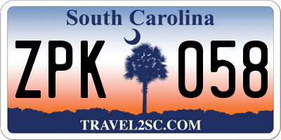 SC license plate ZPK058