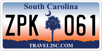 SC license plate ZPK061
