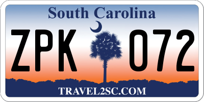SC license plate ZPK072