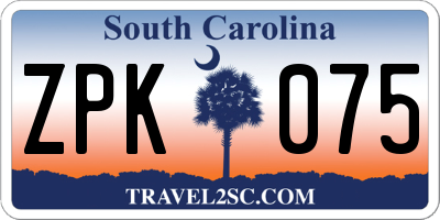 SC license plate ZPK075
