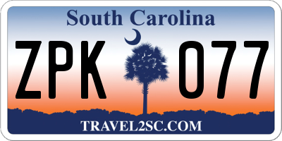 SC license plate ZPK077