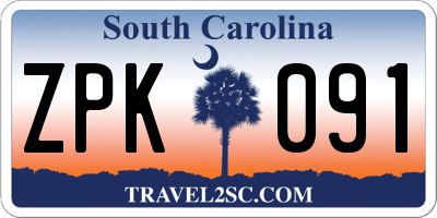 SC license plate ZPK091