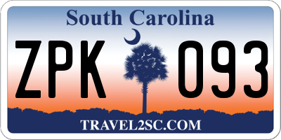 SC license plate ZPK093