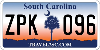 SC license plate ZPK096