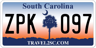 SC license plate ZPK097
