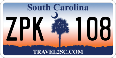 SC license plate ZPK108