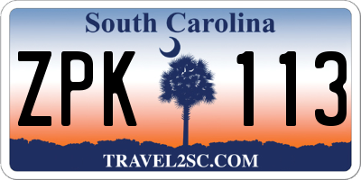 SC license plate ZPK113