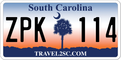 SC license plate ZPK114