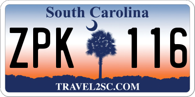 SC license plate ZPK116
