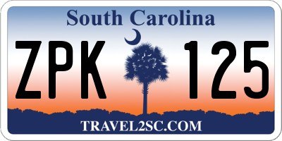 SC license plate ZPK125