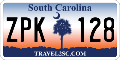 SC license plate ZPK128