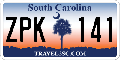 SC license plate ZPK141