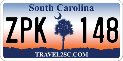 SC license plate ZPK148