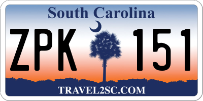 SC license plate ZPK151
