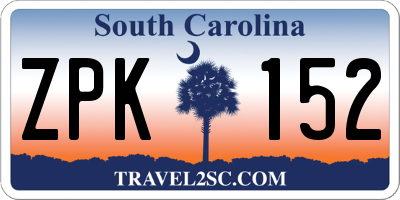 SC license plate ZPK152