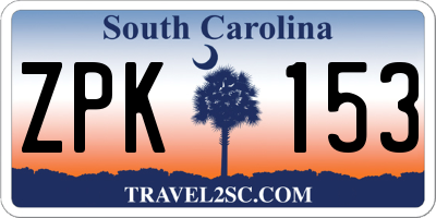 SC license plate ZPK153