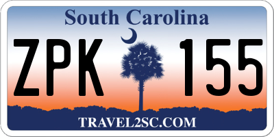SC license plate ZPK155