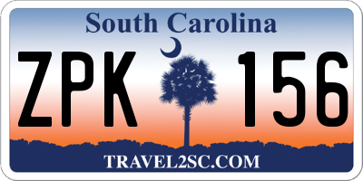 SC license plate ZPK156