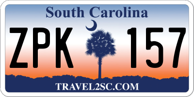 SC license plate ZPK157