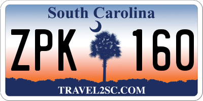SC license plate ZPK160