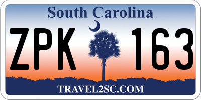 SC license plate ZPK163