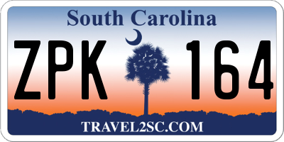 SC license plate ZPK164