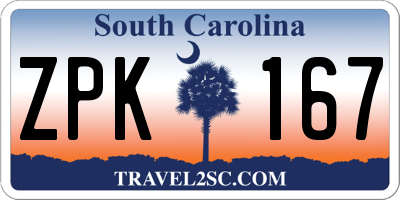 SC license plate ZPK167