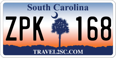 SC license plate ZPK168