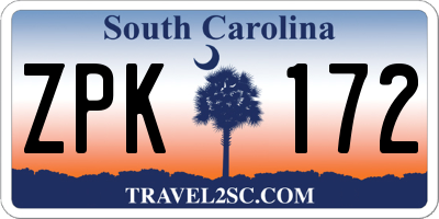 SC license plate ZPK172