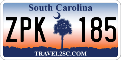 SC license plate ZPK185