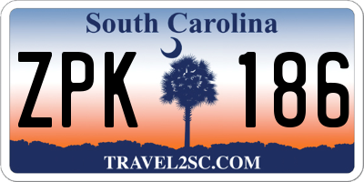 SC license plate ZPK186