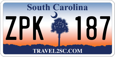 SC license plate ZPK187