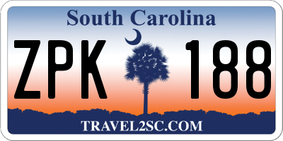 SC license plate ZPK188