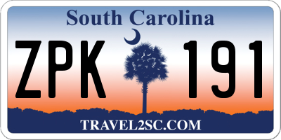 SC license plate ZPK191