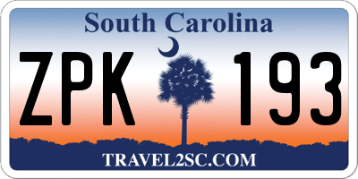 SC license plate ZPK193