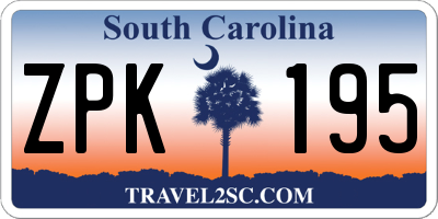 SC license plate ZPK195