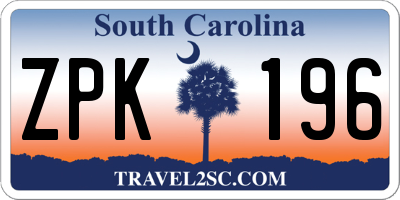 SC license plate ZPK196