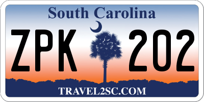 SC license plate ZPK202