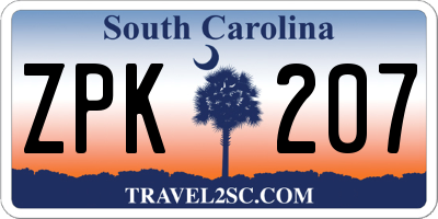 SC license plate ZPK207