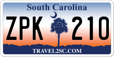 SC license plate ZPK210