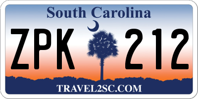 SC license plate ZPK212