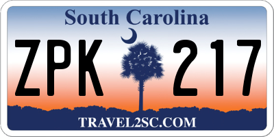 SC license plate ZPK217