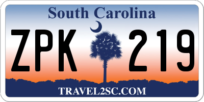 SC license plate ZPK219
