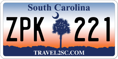 SC license plate ZPK221