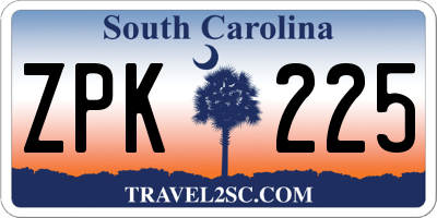 SC license plate ZPK225