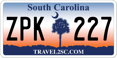 SC license plate ZPK227